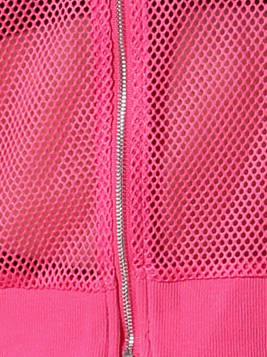 Zip Up Long Sleeve Mesh Sheer Hoodie Bomber Jackets