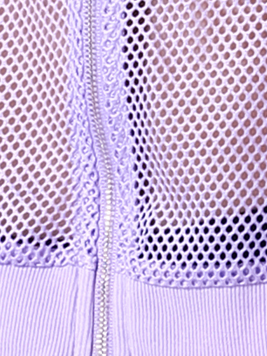 Zip Up Long Sleeve Mesh Sheer Hoodie Bomber Jackets