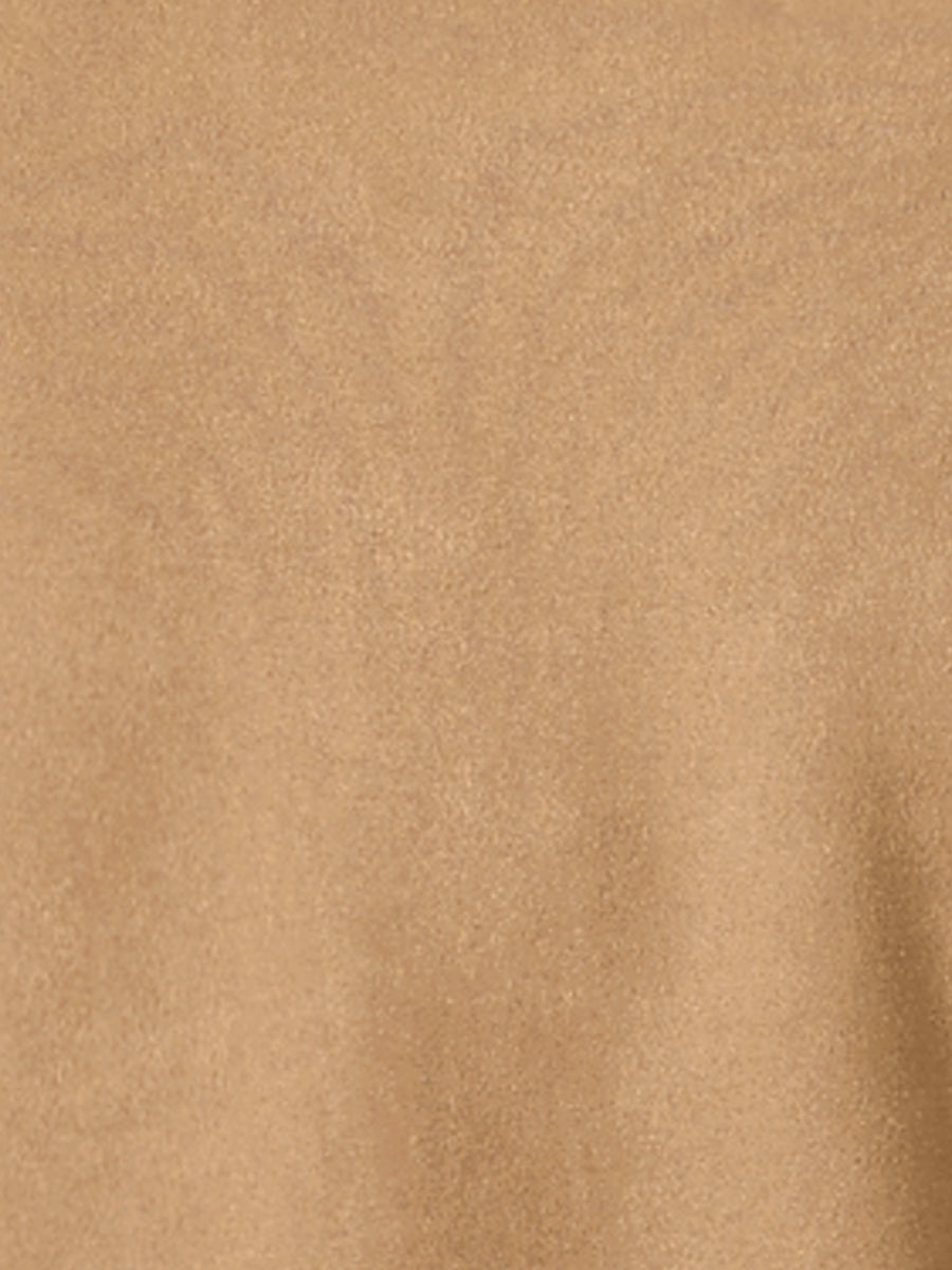 Faux Suede Jacket Open Front Lapel Draped Outwear Cardigan