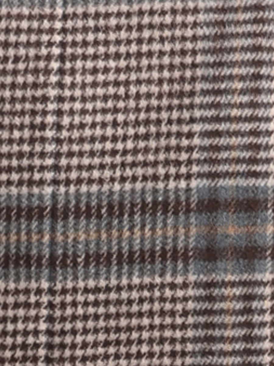 Belted Wrap Outerwear Shawl Collar Asymmetric Hem Plaid Coat