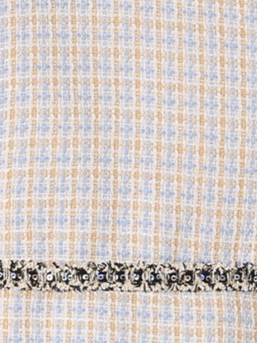 Stand Collar Double Breasted Elegant Plaid Tweed Crop Jacket