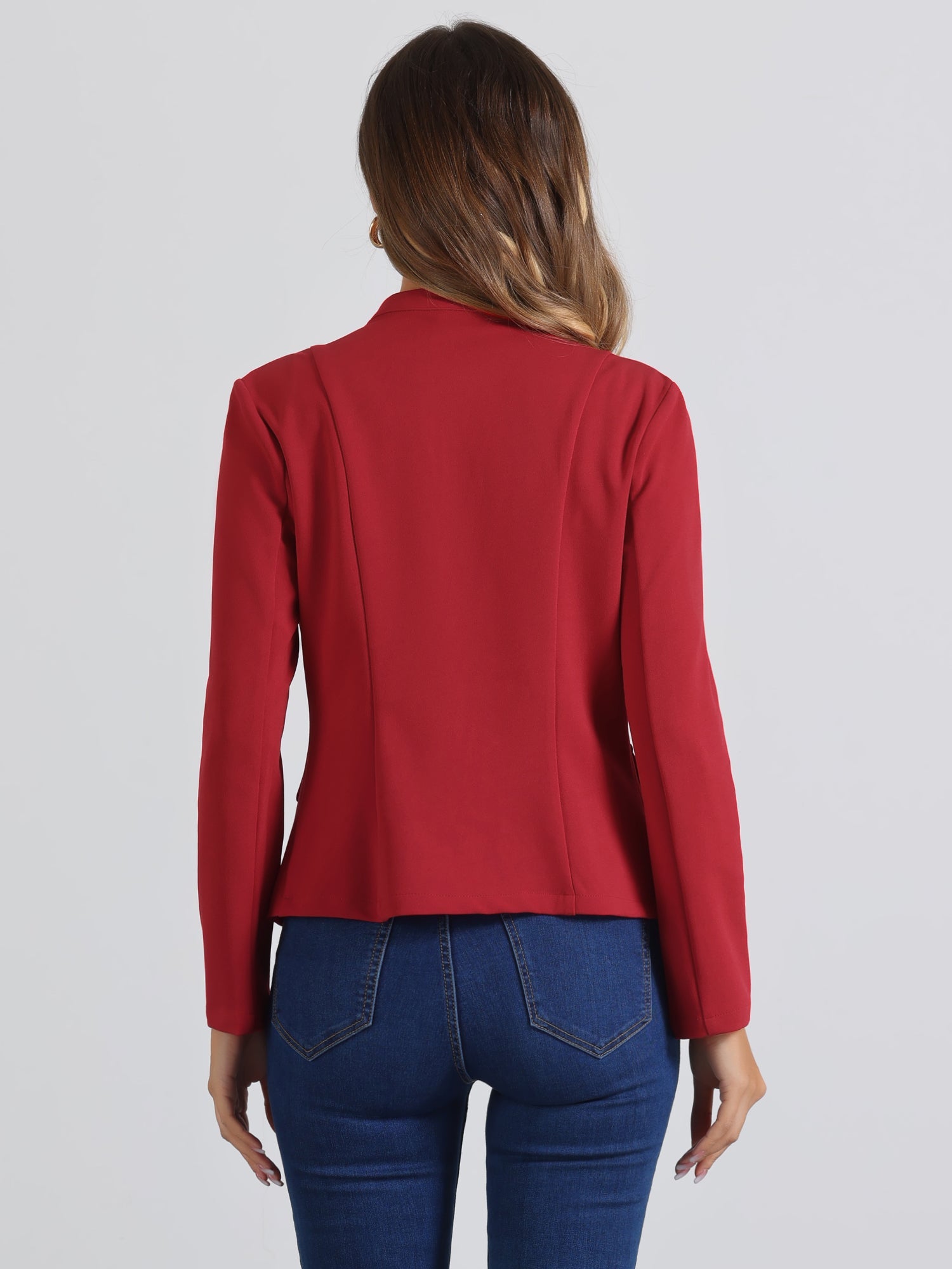 Open Front Blazers Casual Long Sleeve Buttons Office Suit Jacket