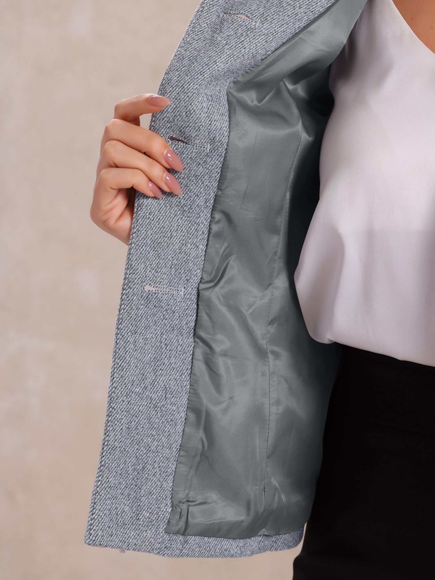 Collar Single Breasted Button Down Cropped Pea Coat