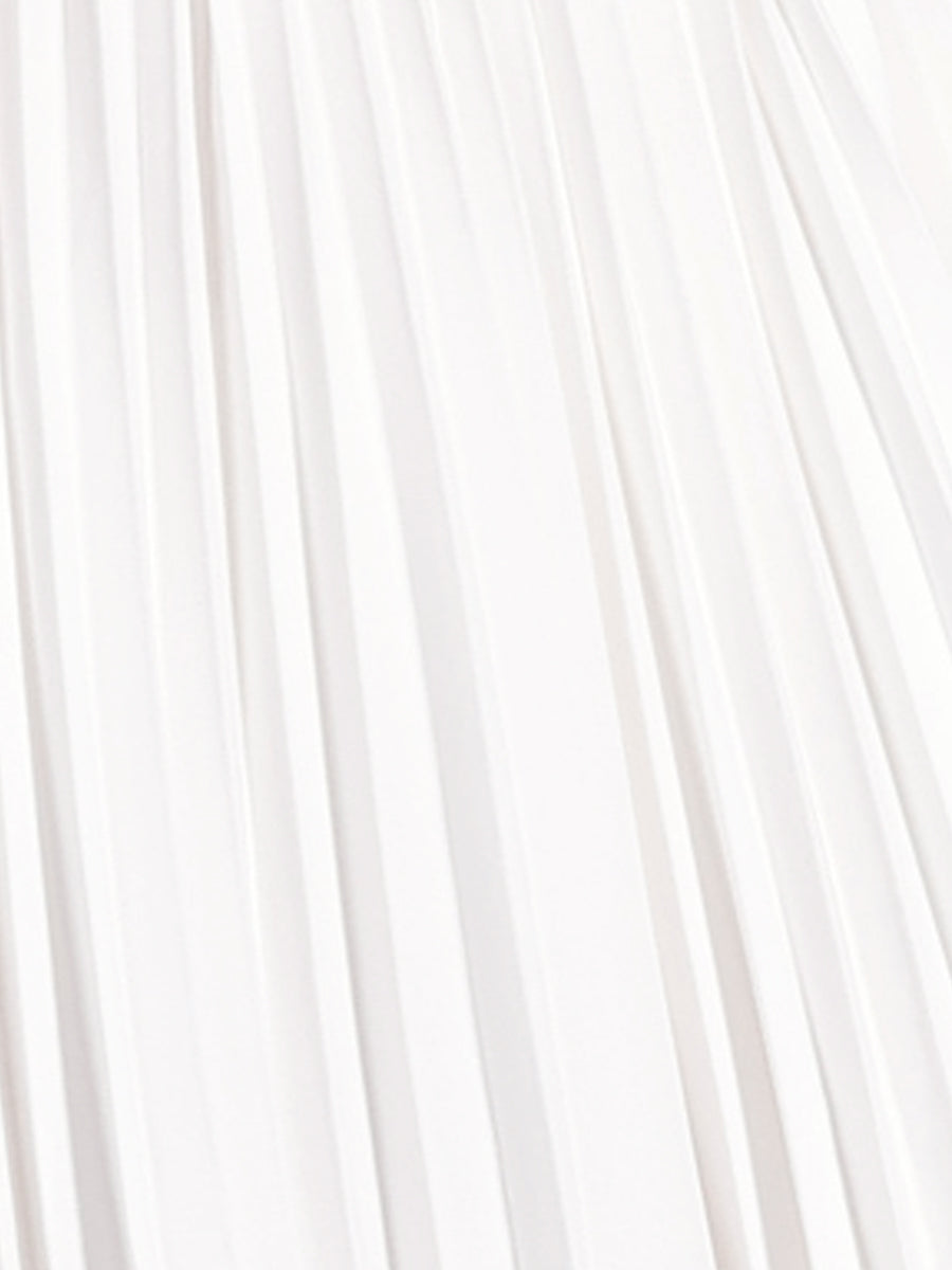 Collar V Neck Belted Dressy Casual Pleated Maxi Dress