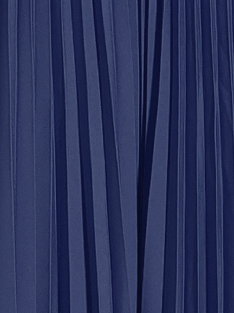 Collar V Neck Belted Dressy Casual Pleated Maxi Dress