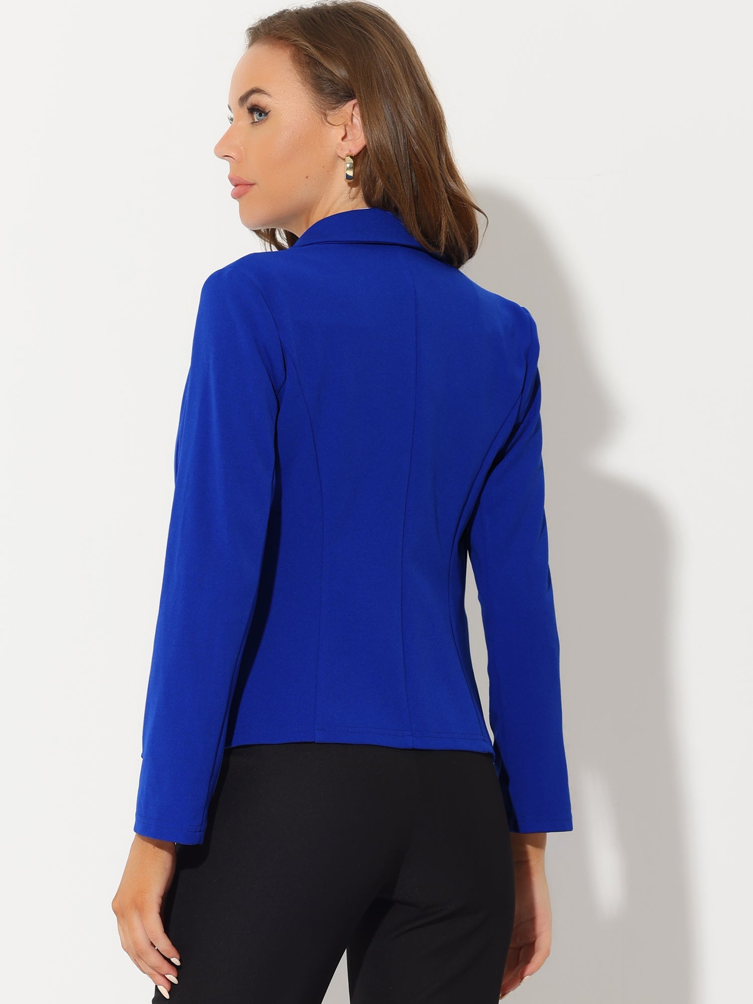Notched Lapel Collar Stretch Work Office Workwear Jacket Blazer