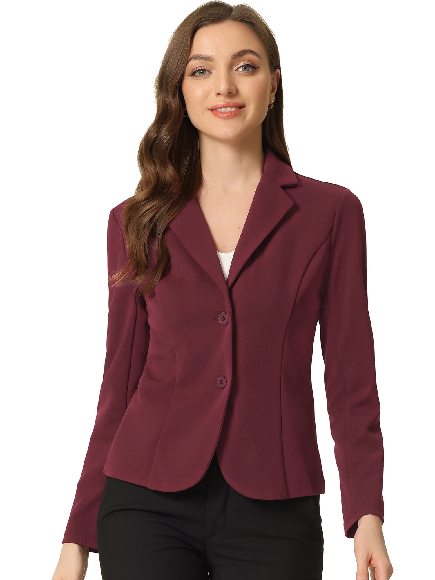 Notched Lapel Collar Stretch Work Office Workwear Jacket Blazer