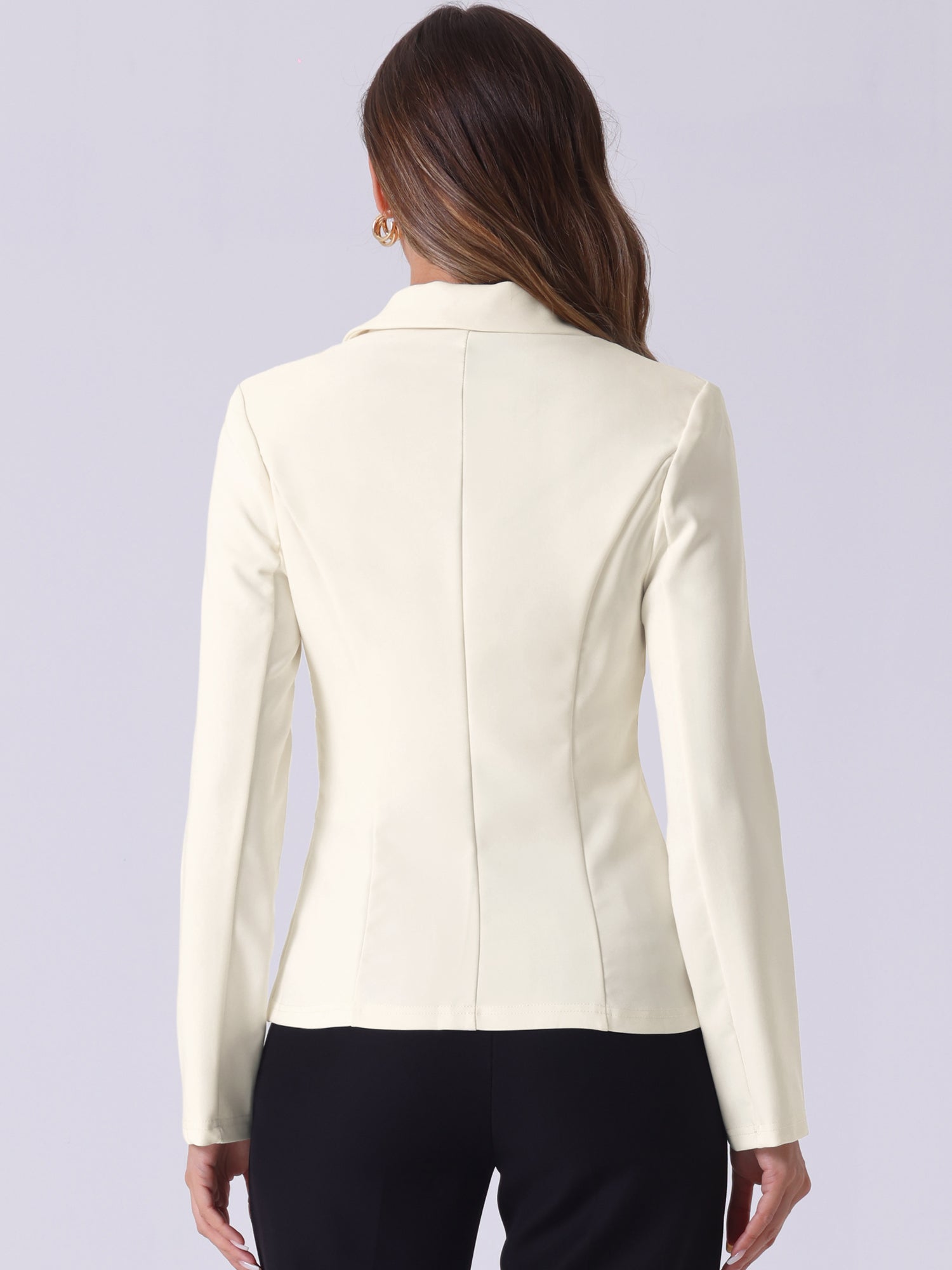 Solid Work Office Lapel Collar Stretch Jacket Suit Blazer