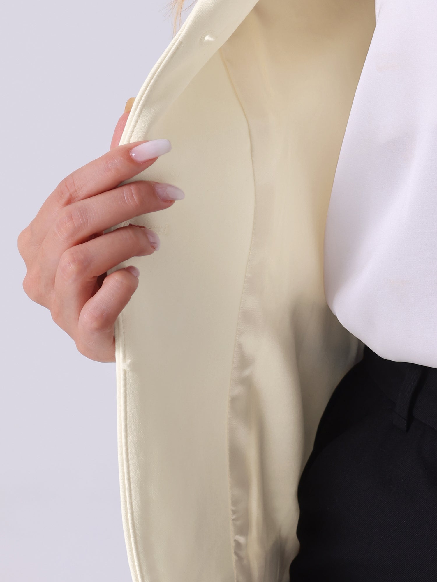 Solid Work Office Lapel Collar Stretch Jacket Suit Blazer