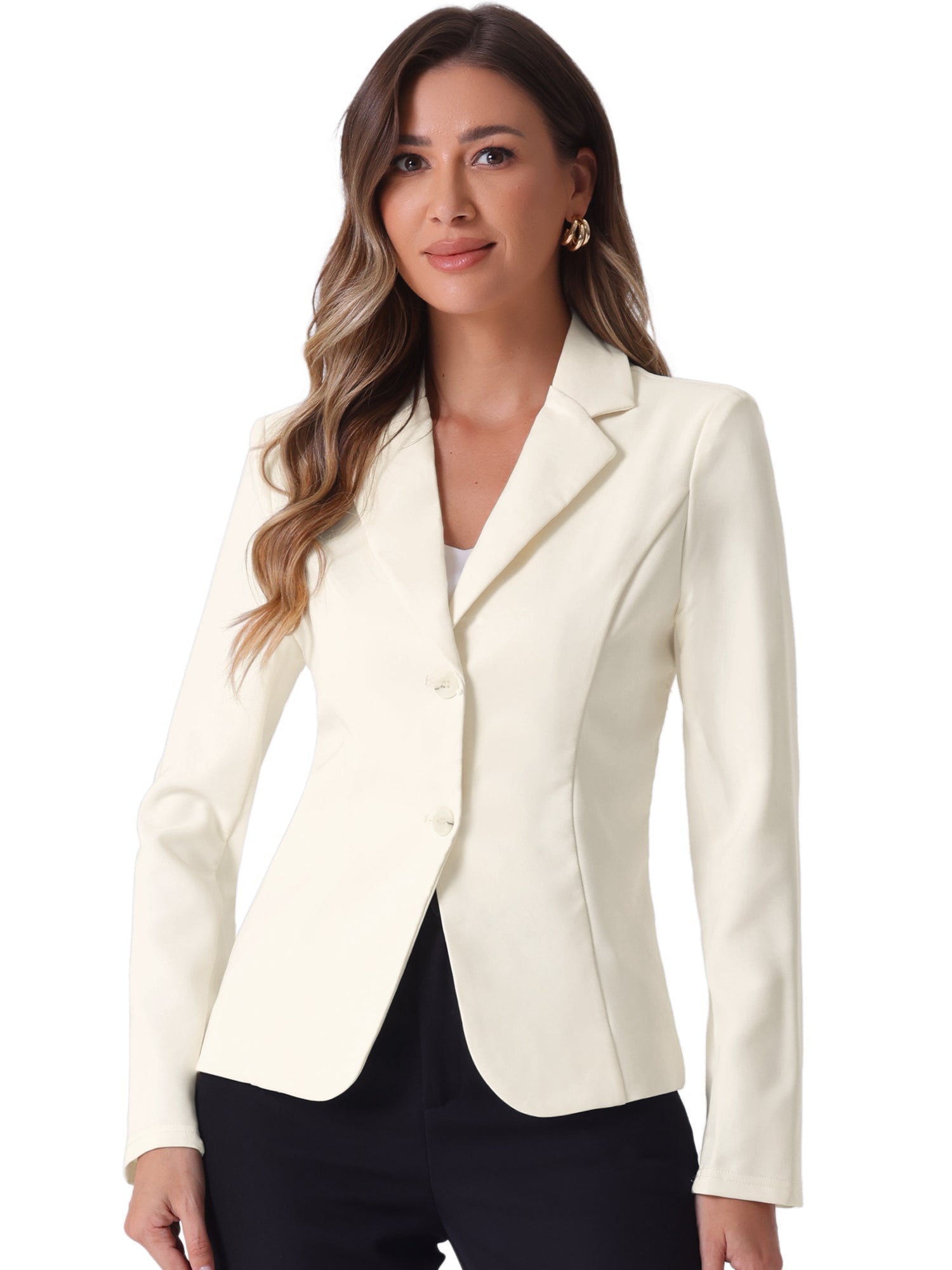Solid Work Office Lapel Collar Stretch Jacket Suit Blazer