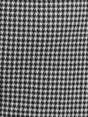 Houndstooth Cap Sleeve Belted Mock Neck Midi Sheath Dress
