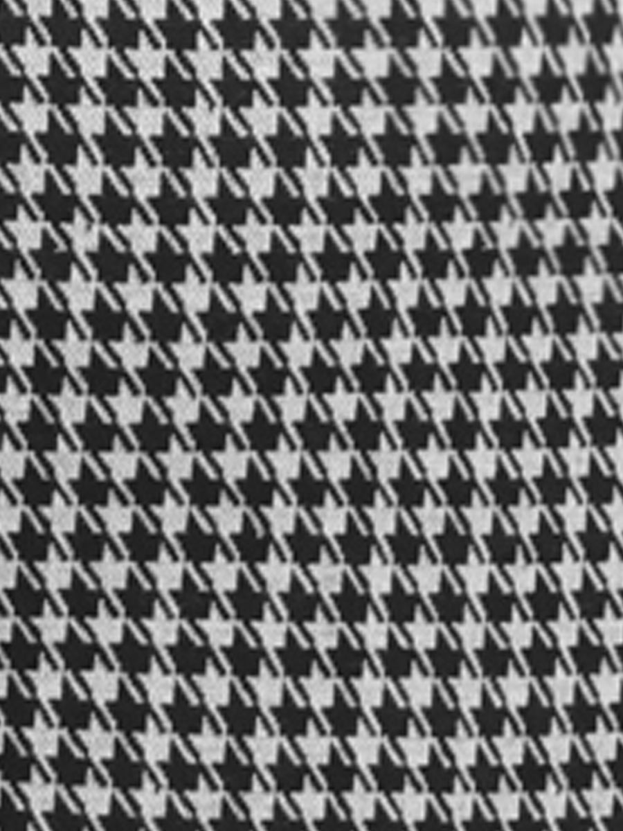 Houndstooth Cap Sleeve Belted Mock Neck Midi Sheath Dress