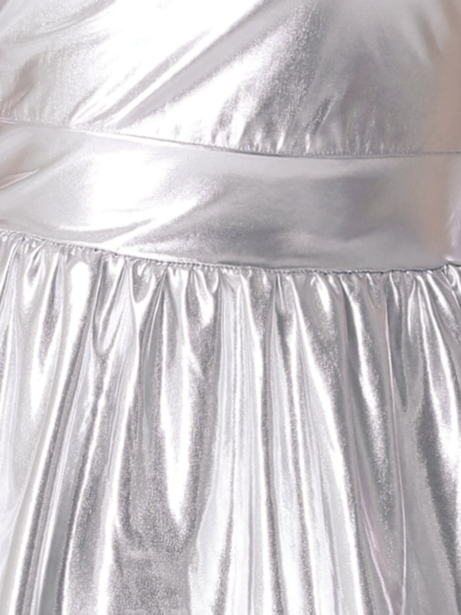 Spaghetti Straps Metallic A-Line Sleeveless Party Mini Dress