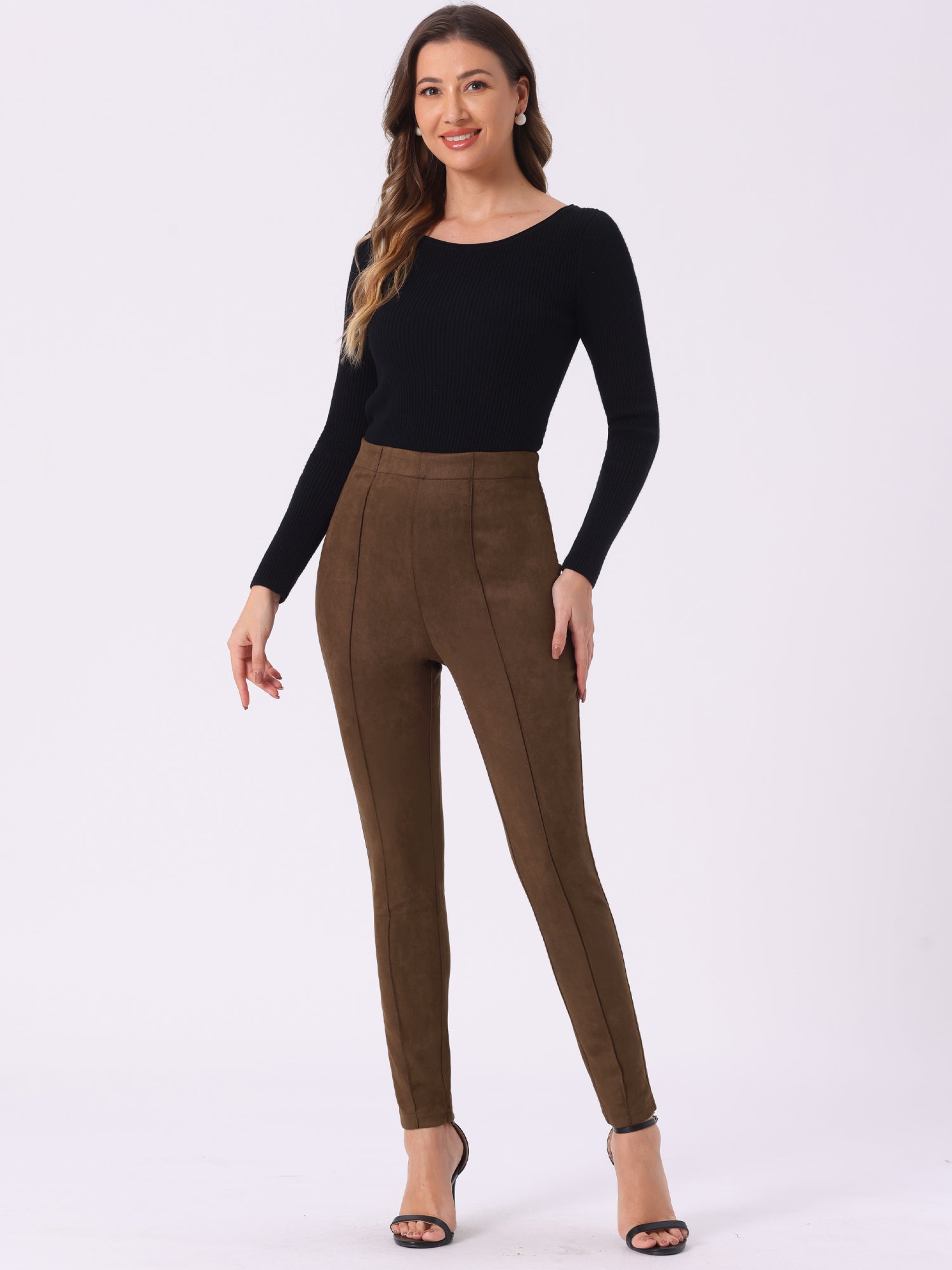 Womens' Velvet Elastic Waist Side Zipper Narrow Leg Skinny Casual Pants