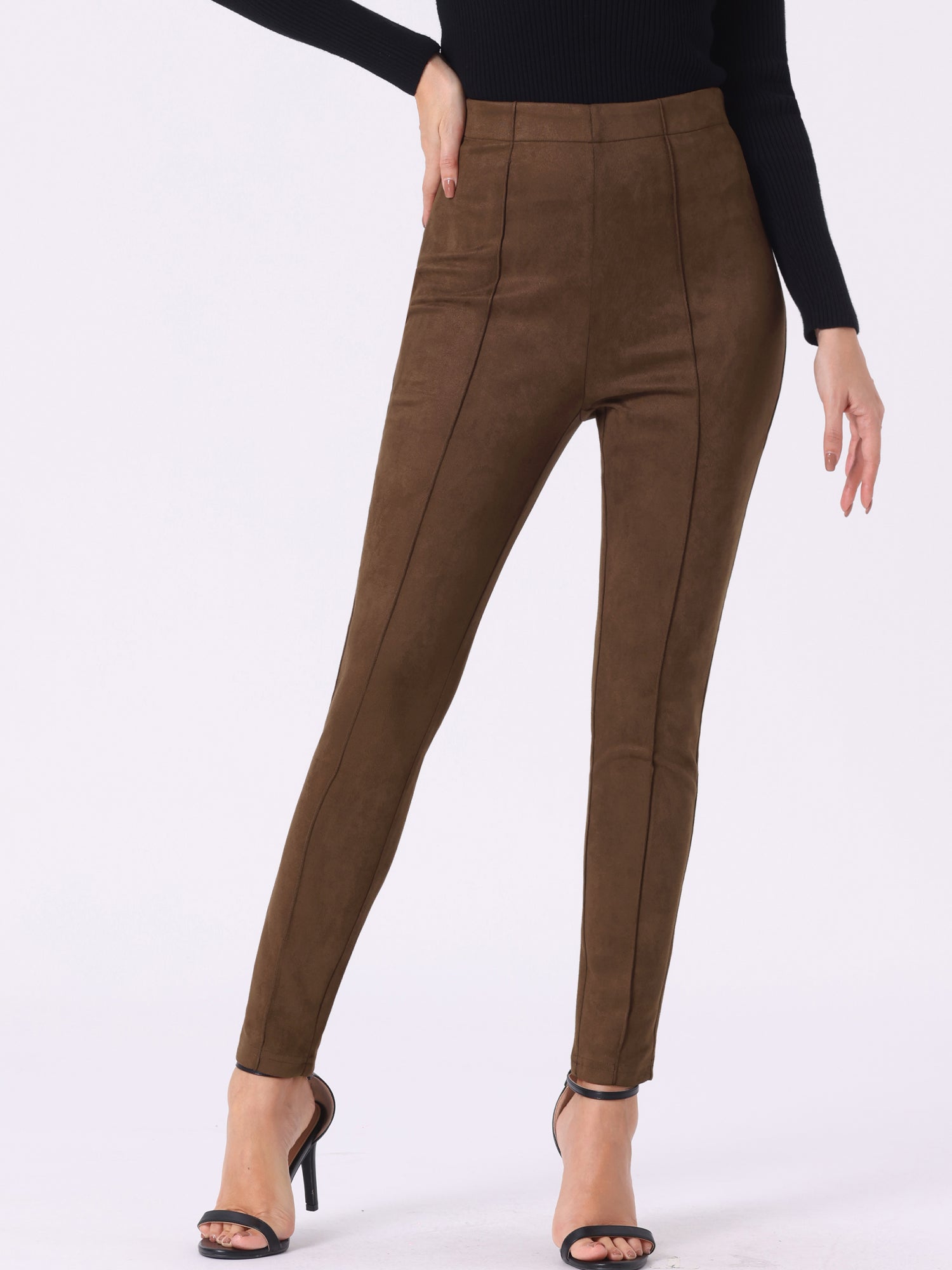 Womens' Velvet Elastic Waist Side Zipper Narrow Leg Skinny Casual Pants