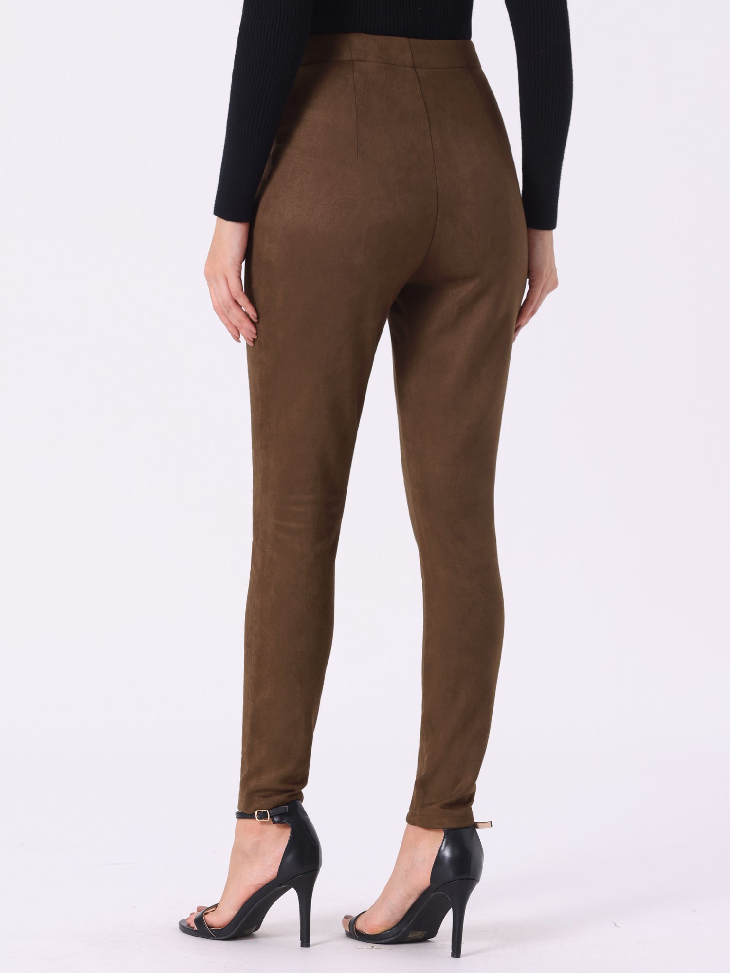 Womens' Velvet Elastic Waist Side Zipper Narrow Leg Skinny Casual Pants