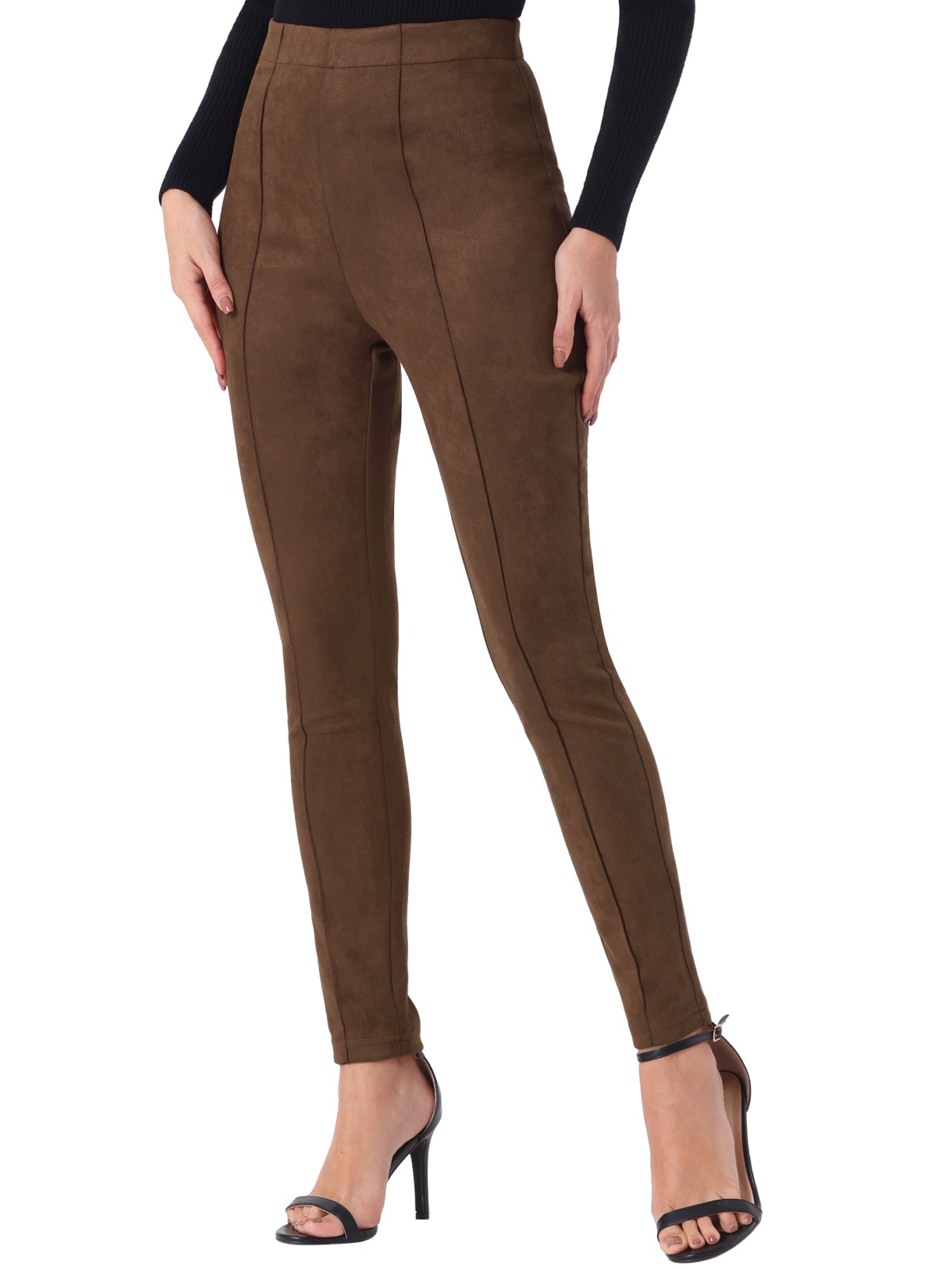 Womens' Velvet Elastic Waist Side Zipper Narrow Leg Skinny Casual Pants