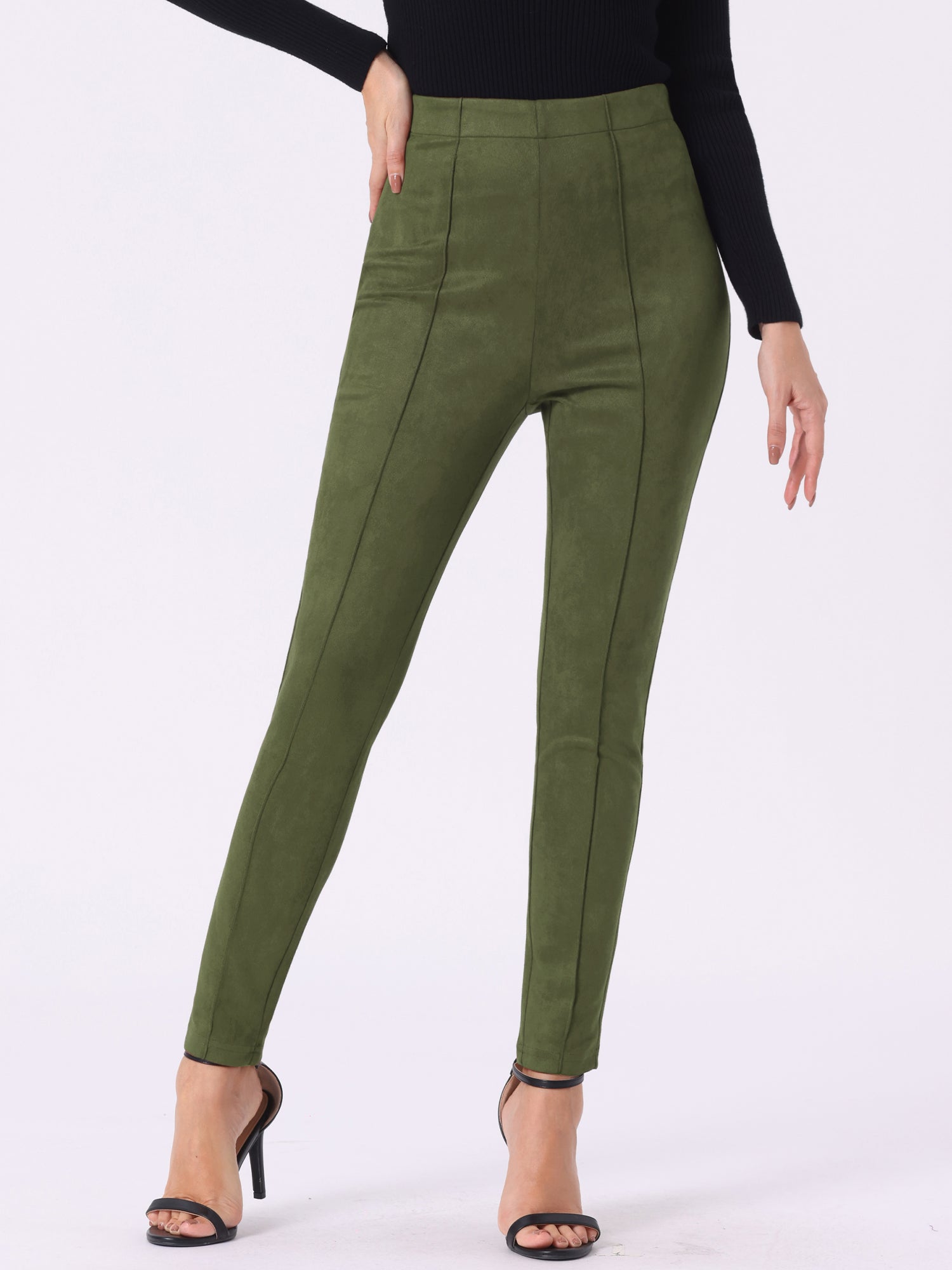 Womens' Velvet Elastic Waist Side Zipper Narrow Leg Skinny Casual Pants