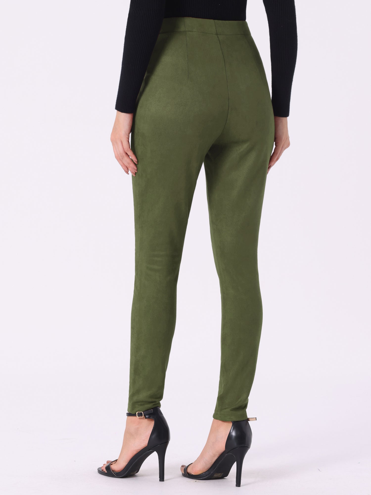 Womens' Velvet Elastic Waist Side Zipper Narrow Leg Skinny Casual Pants