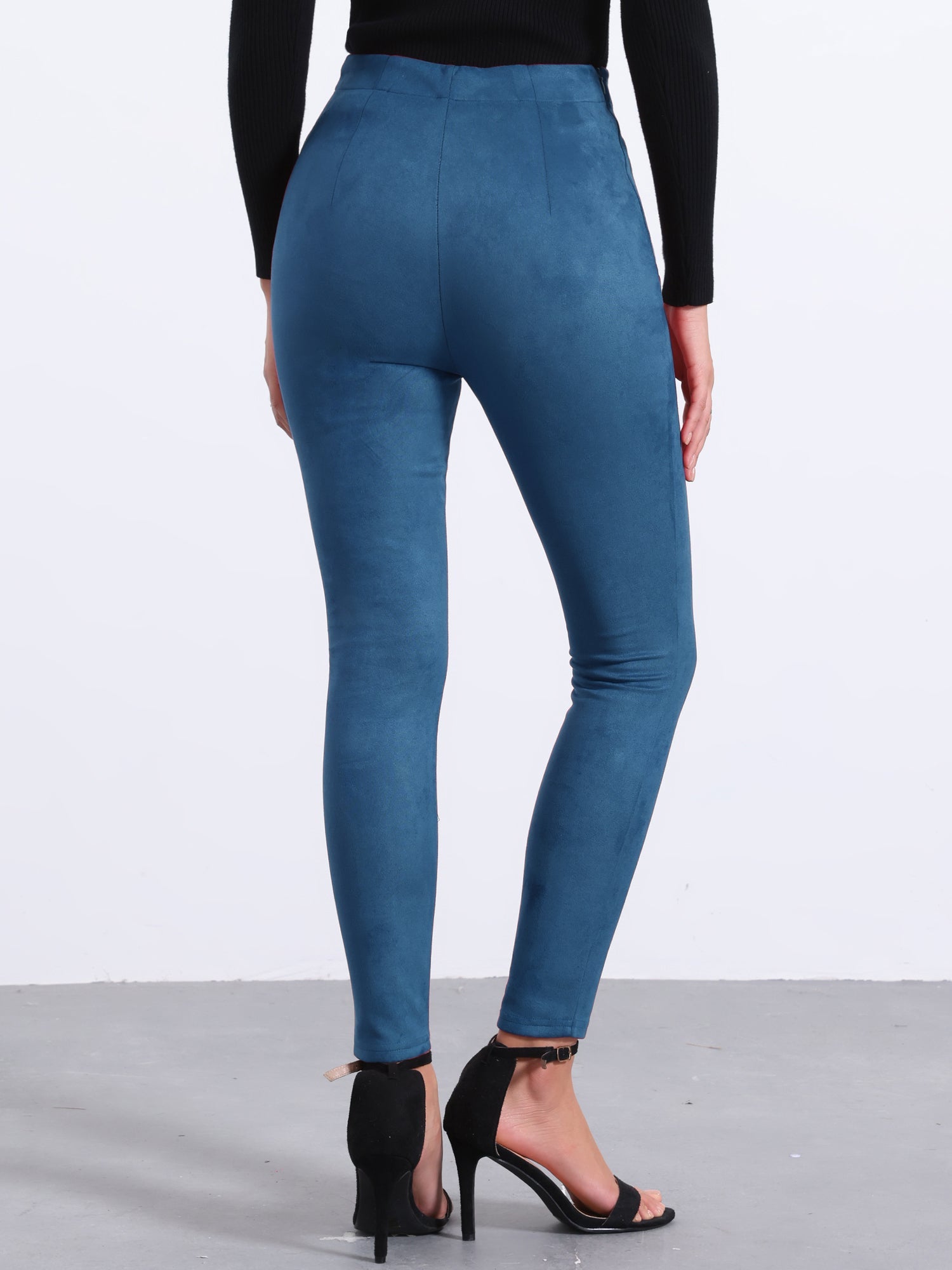 Womens' Velvet Elastic Waist Side Zipper Narrow Leg Skinny Casual Pants