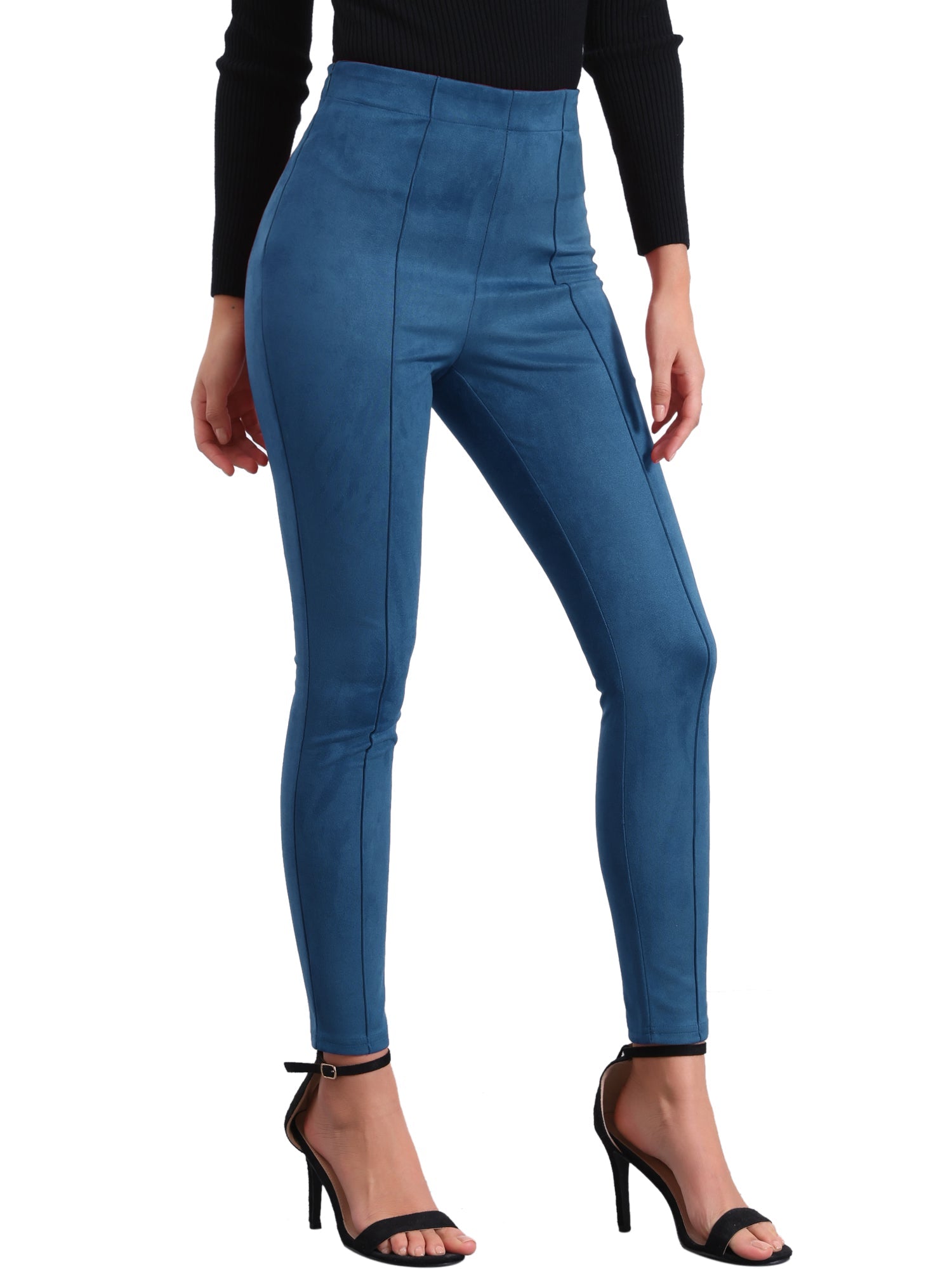 Womens' Velvet Elastic Waist Side Zipper Narrow Leg Skinny Casual Pants
