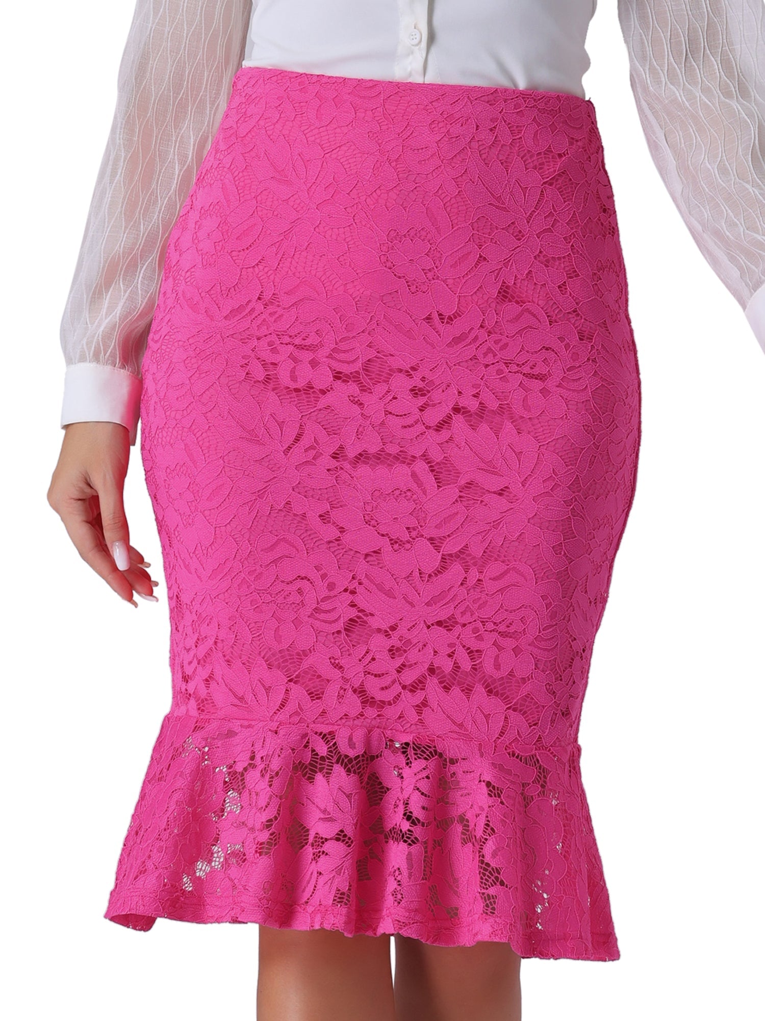 Women's Elegant Vintage Mermaid Fishtail Lace Skirt Stretch Office Bodycon Pencil Skirt