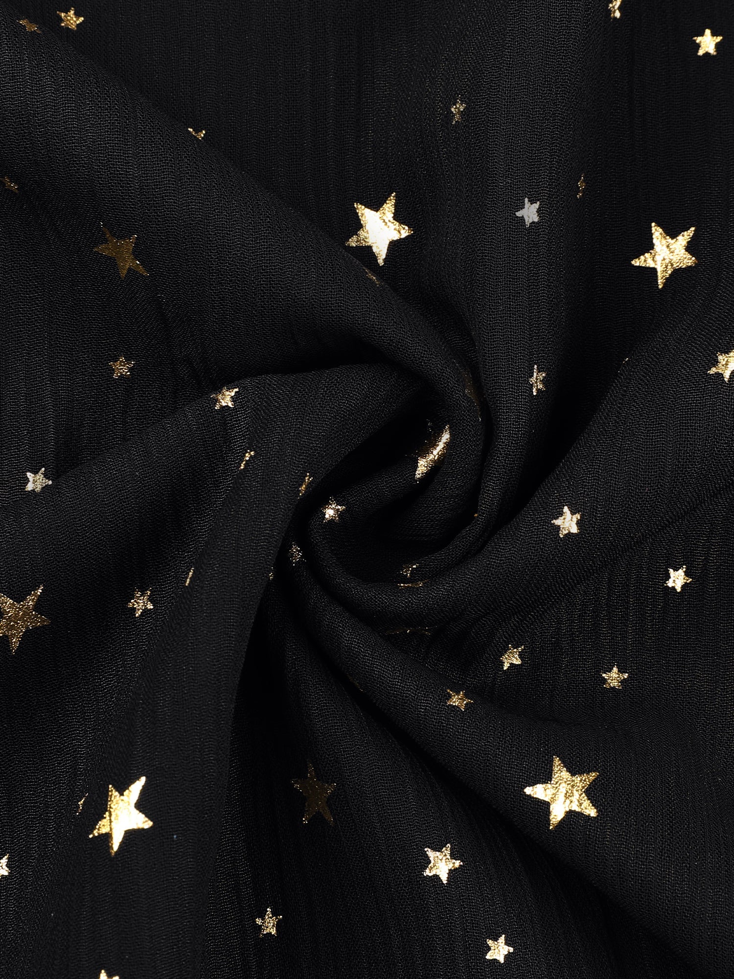 Square Neck Metallic Stars Ruffle Short Sleeve A-Line Smocked Waist Midi Dress
