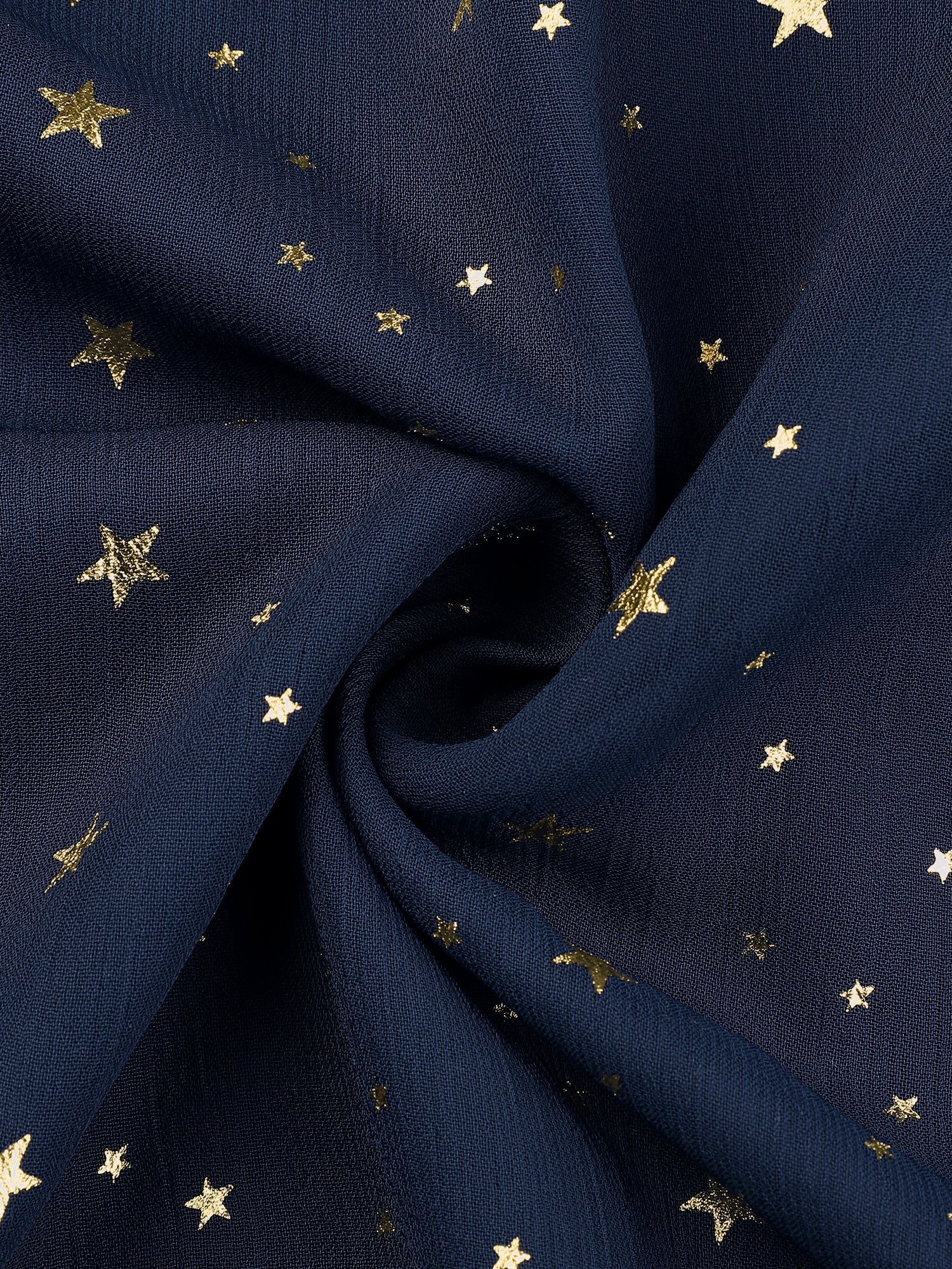 Square Neck Metallic Stars Ruffle Short Sleeve A-Line Smocked Waist Midi Dress
