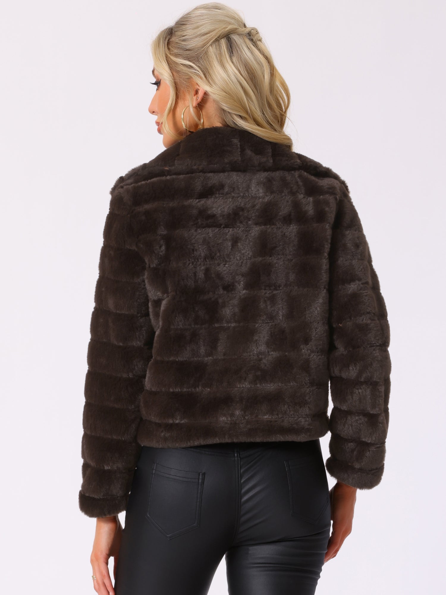 Fluffy Collar Warm Winter Cropped Faux Fur Coat
