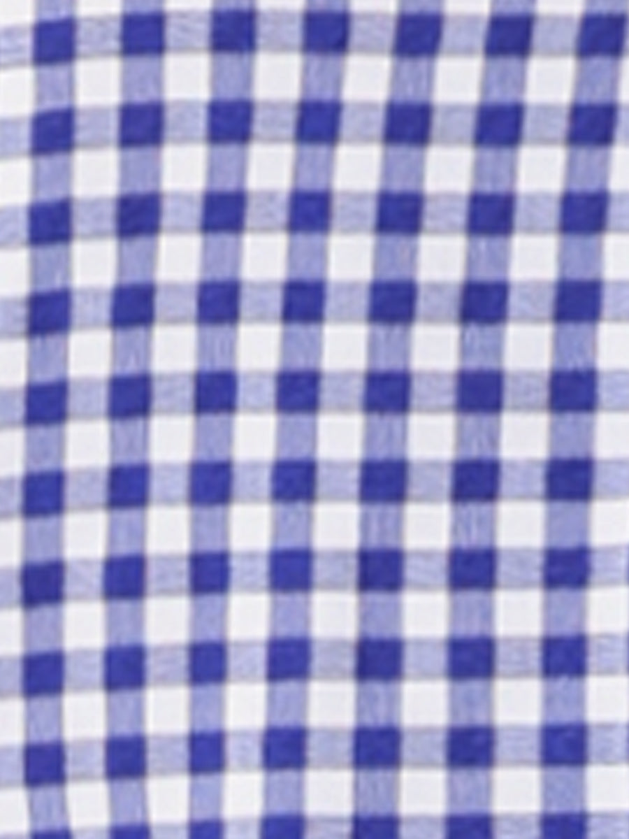 Plaid Puff Short Sleeve Gingham Peter Pan Collar Button Down Shirt