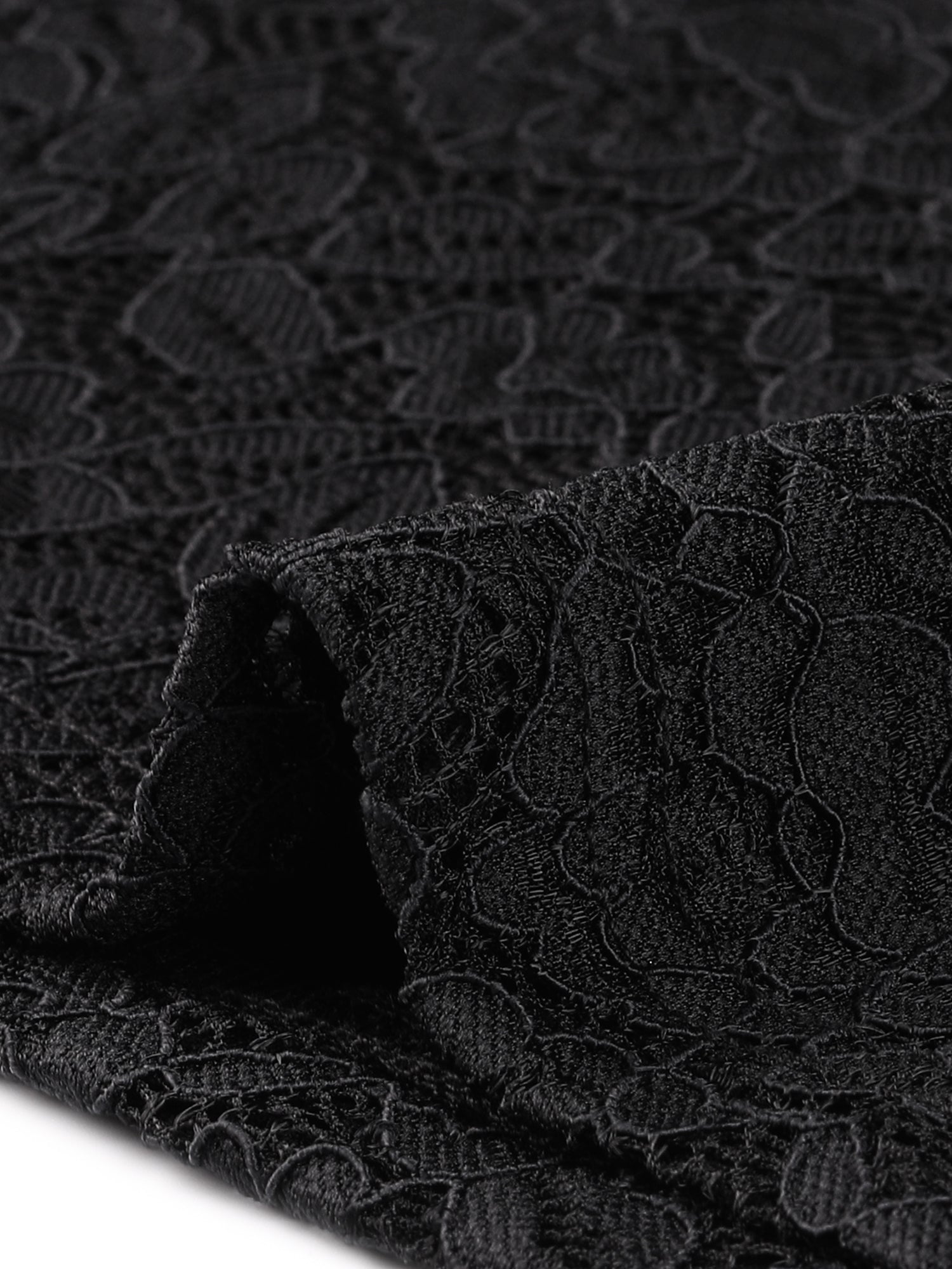 Floral Lace Mock Neck Puff Short Sleeve Blouse
