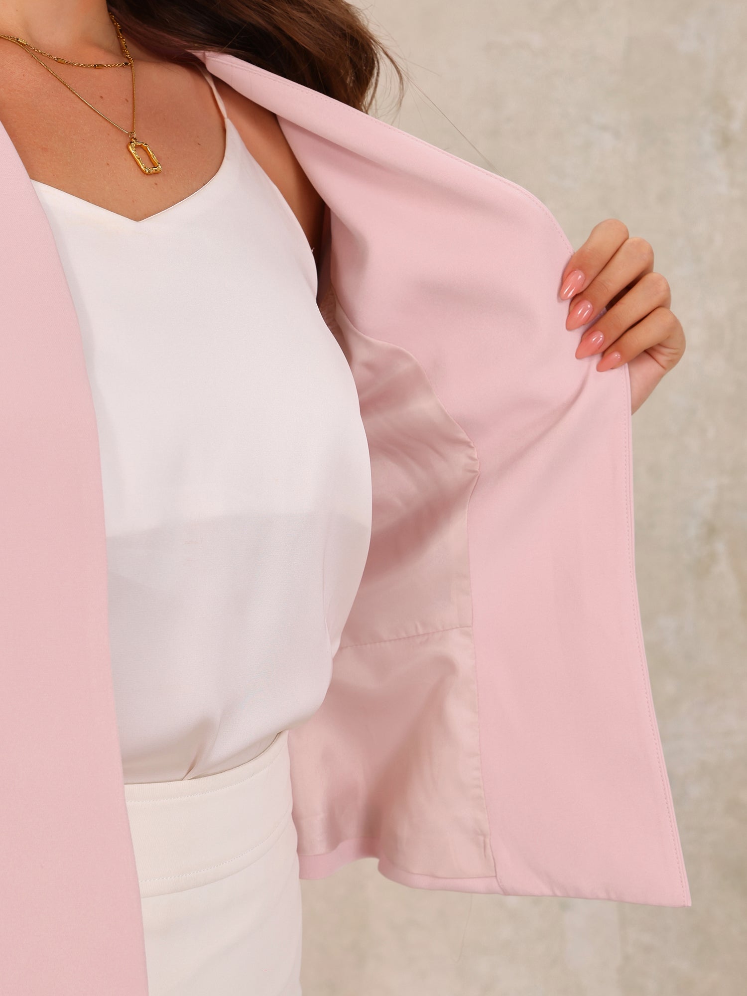 Open Front Collarless 3/4 Sleeve Peplum Cropped Jacket