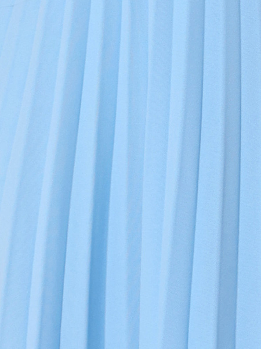 Sleeveless Pleated Crew Neck A-Line Midi Dress