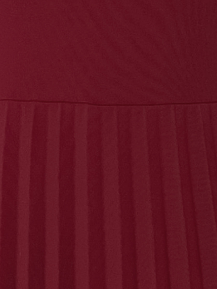 Sleeveless Pleated Crew Neck A-Line Midi Dress