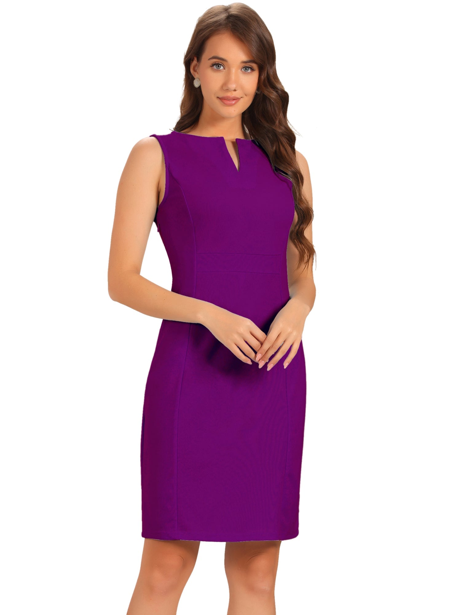 Sheath Striped Work Office Sleeveless Bodycon Pencil Dress