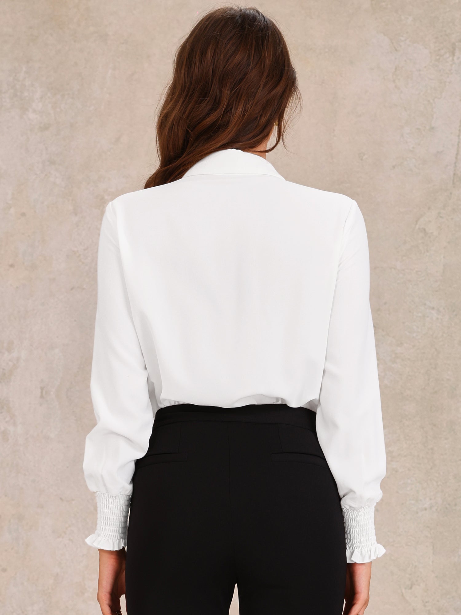 Long Sleeves Collared Business Dressy Leotard Shirt Bodysuit