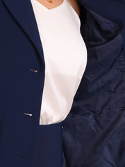 2 Pieces Collared Button Down Blazer & Pencil Midi Skirt Suit Set