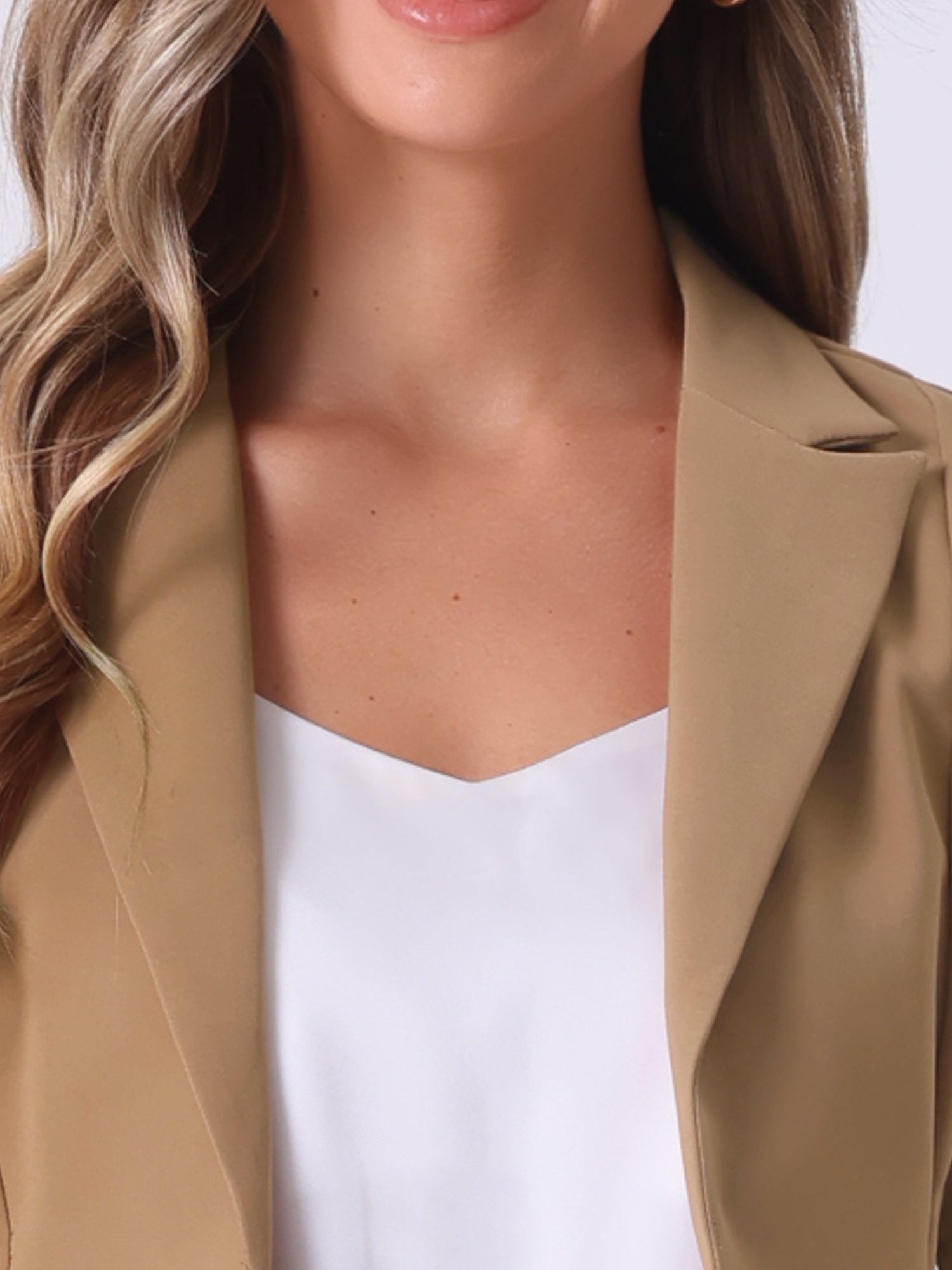 Business Casual Lapel Short Sleeve Open Front Cropped Blazer