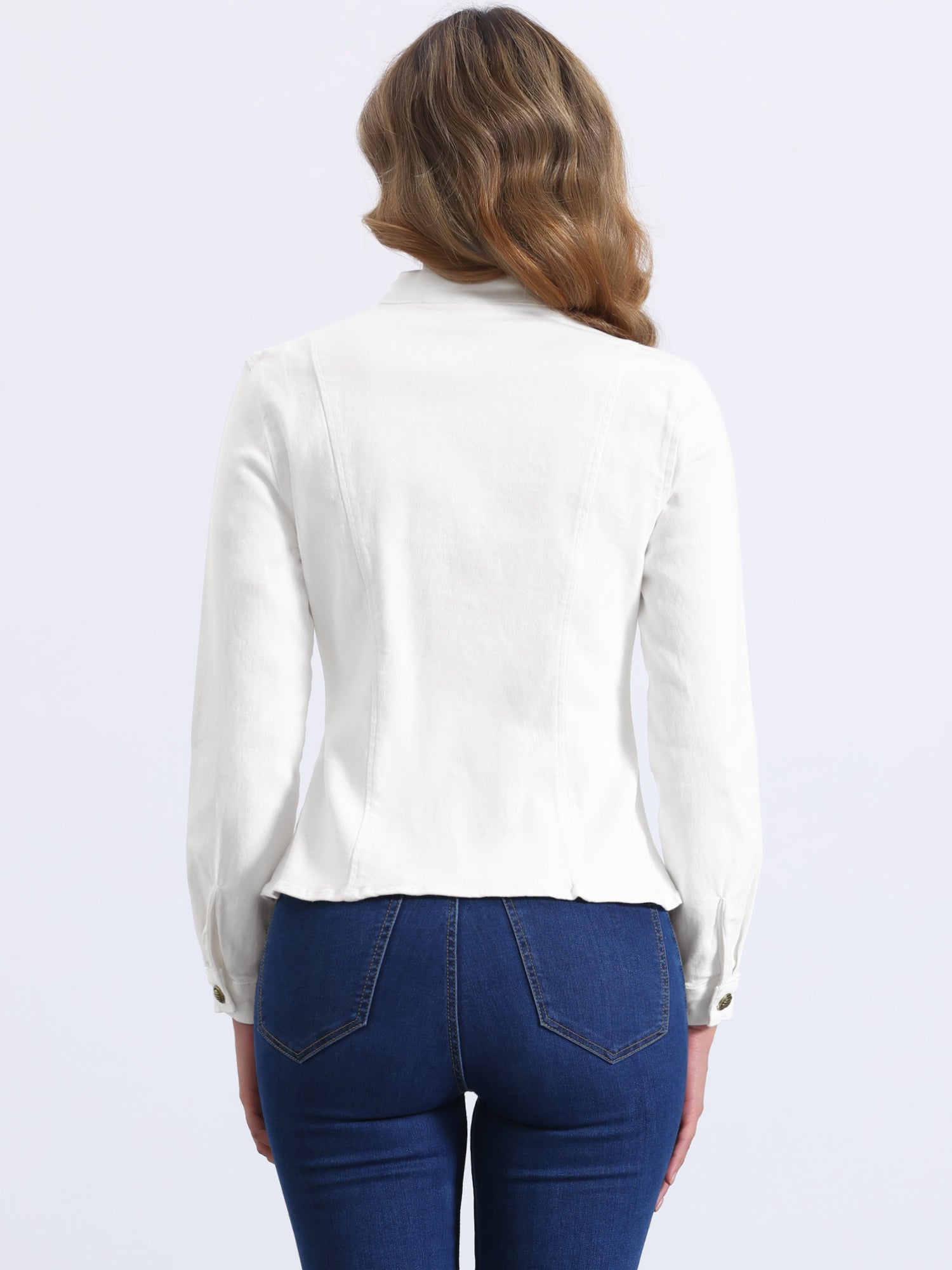 Casual Denim Classic Stand Collar Long Sleeve Jean Jacket