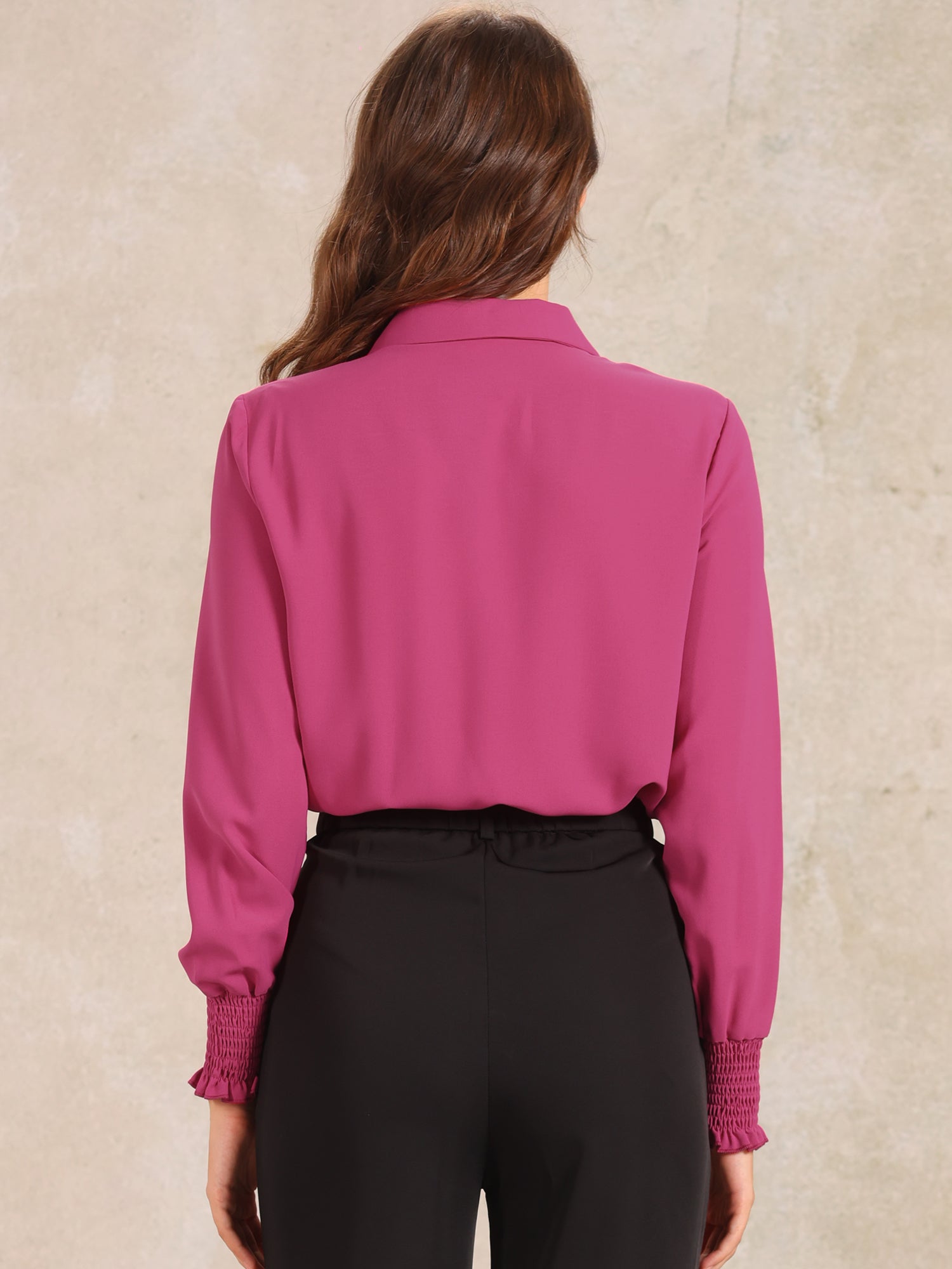 Long Sleeves Collared Business Dressy Leotard Shirt Bodysuit