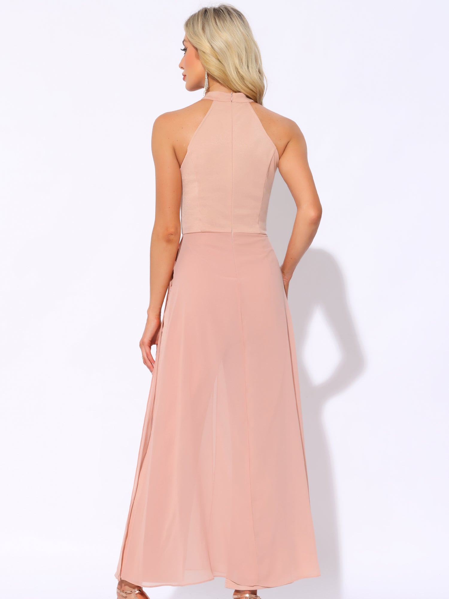 Sleeveless Halter Neck Belted Elegant Wedding Cocktail Dressy Jumpsuits