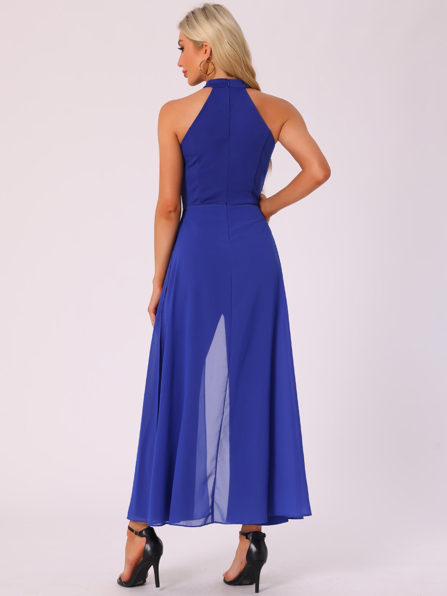 Sleeveless Halter Neck Belted Elegant Wedding Cocktail Dressy Jumpsuits