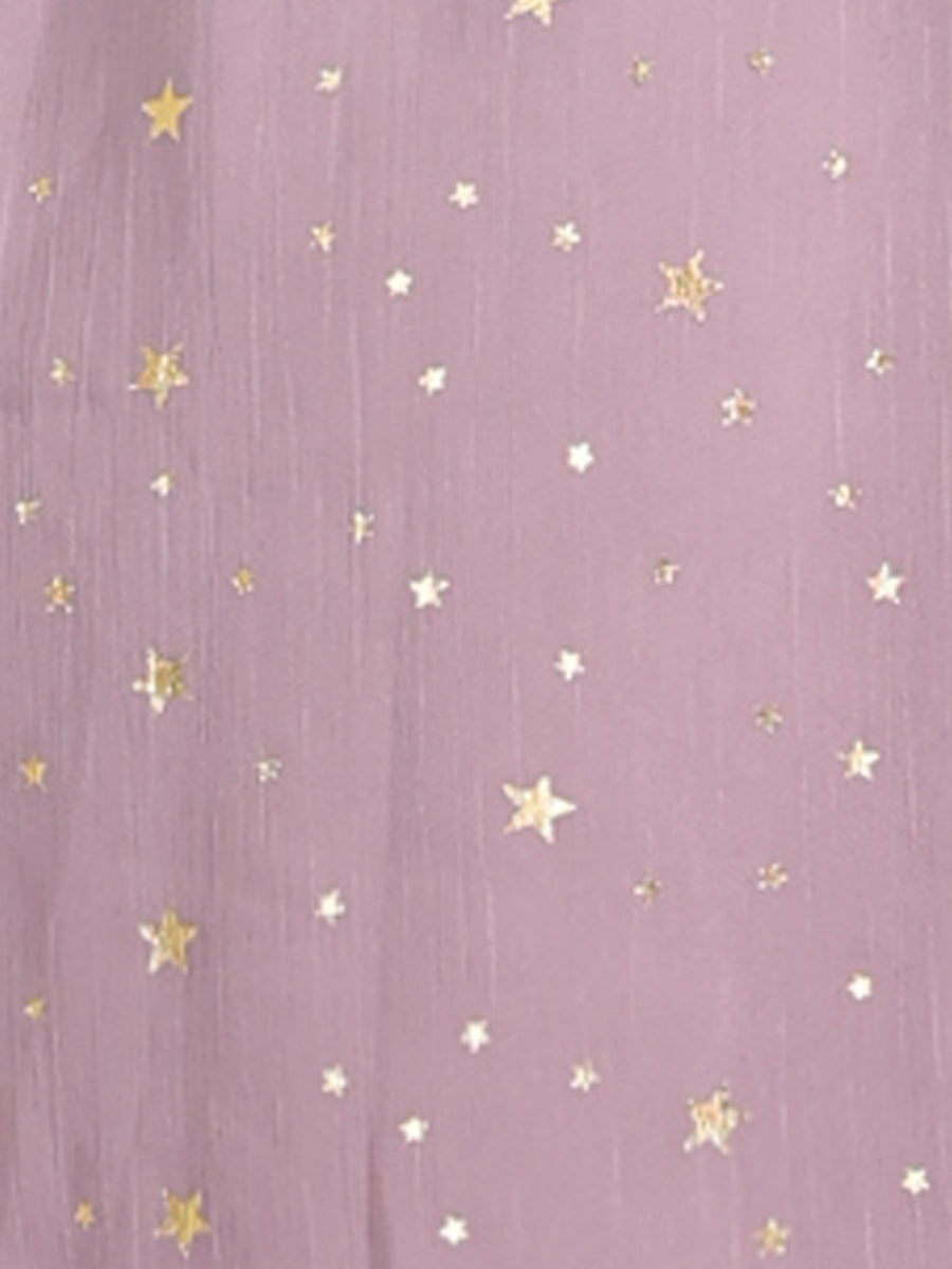 Chiffon Sleeveless Smocked Waist Gilding Metallic Stars Party Dress