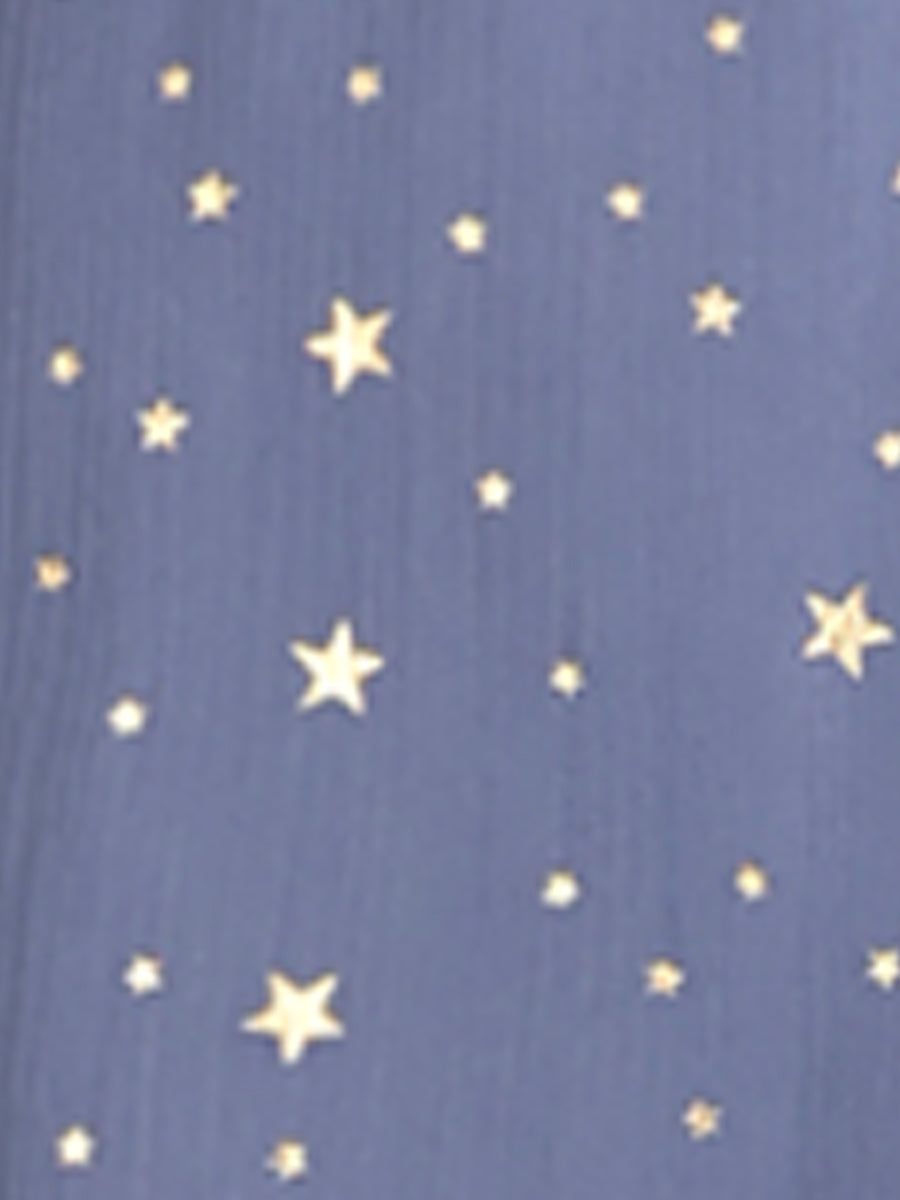 Chiffon Sleeveless Smocked Waist Gilding Metallic Stars Party Dress
