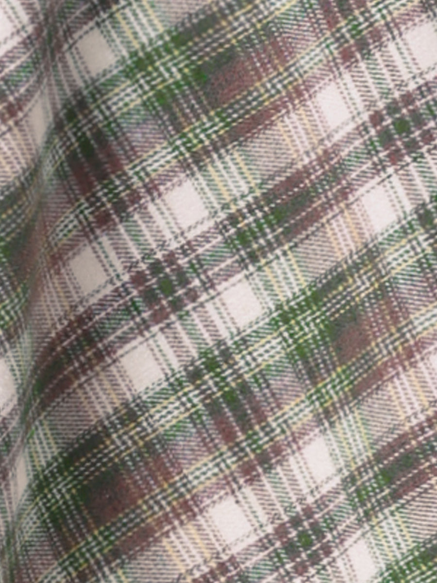 Vintage Plaid Tartan Elastic Waist Knee Length A-Line Skirt