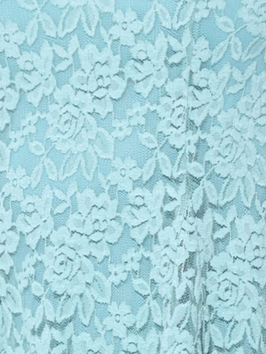 Lace Tops Keyhole Front Peplum Hem Sheer Long Sleeve Blouse