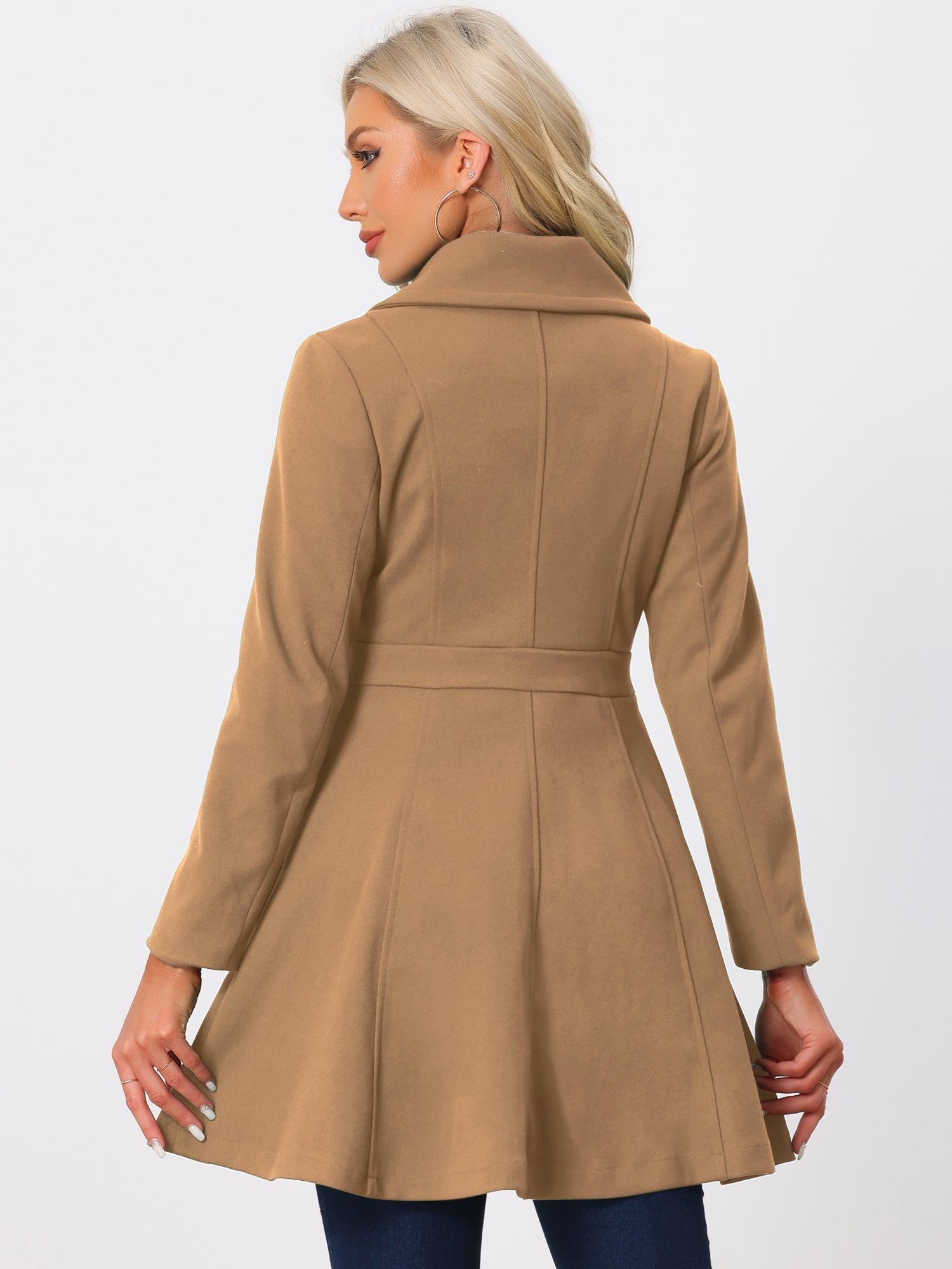 Winter Long Lapel Collar Contrast Double Breast Coat