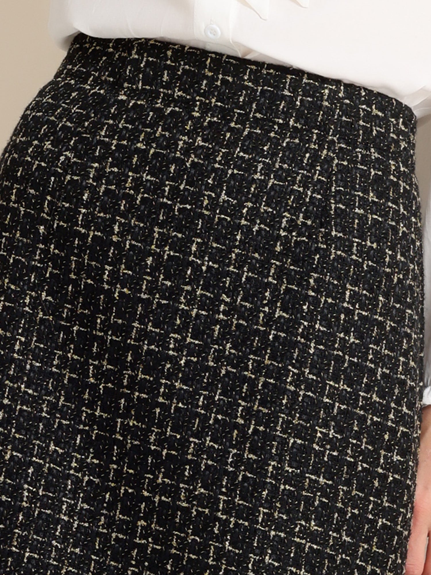 Plaid Tweed High Waist Work Office Bodycon Pencil Midi Skirt