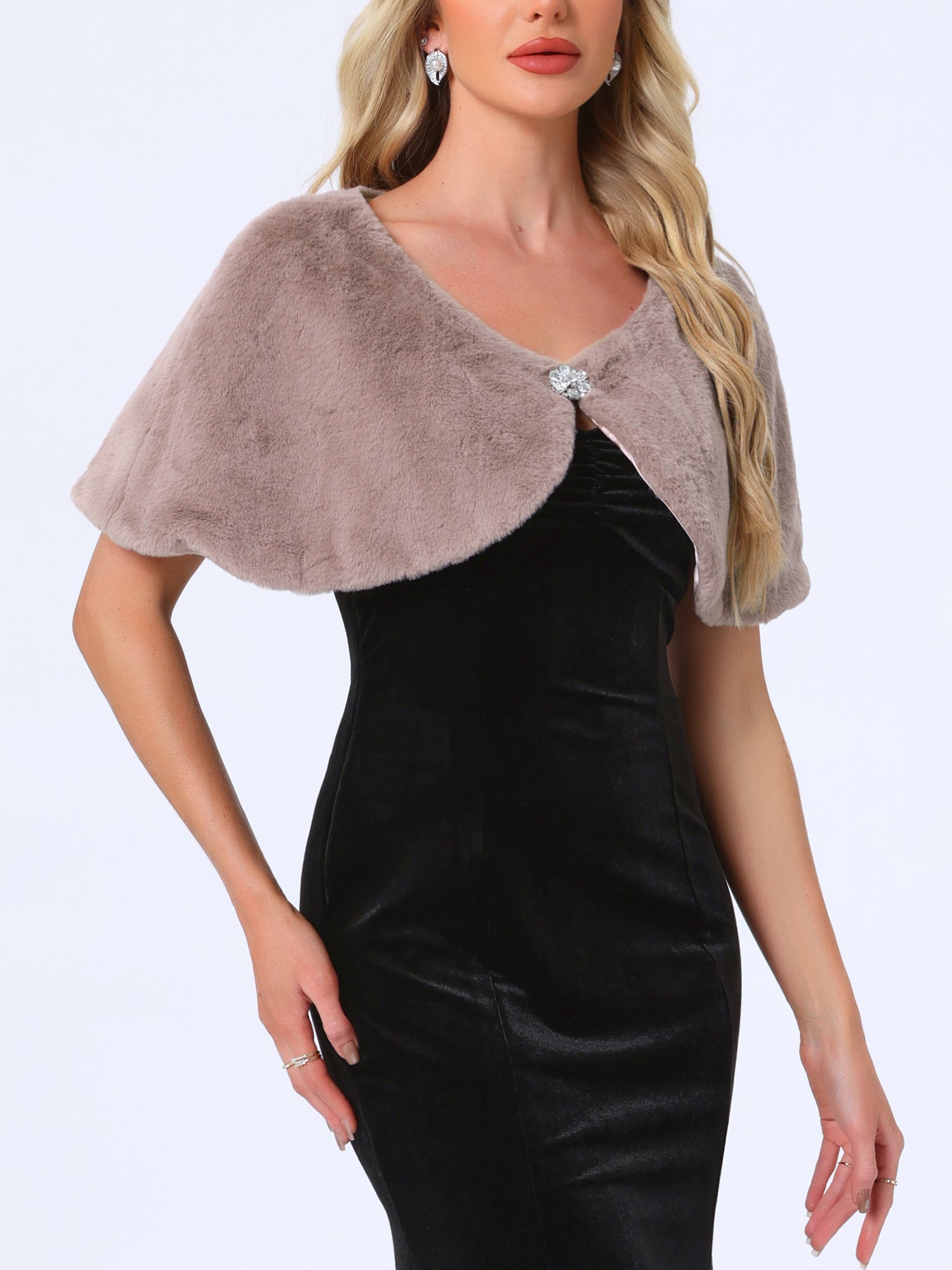 Elegant Faux Fur Shawl Bridal Wedding Party Wrap Stole Shrug