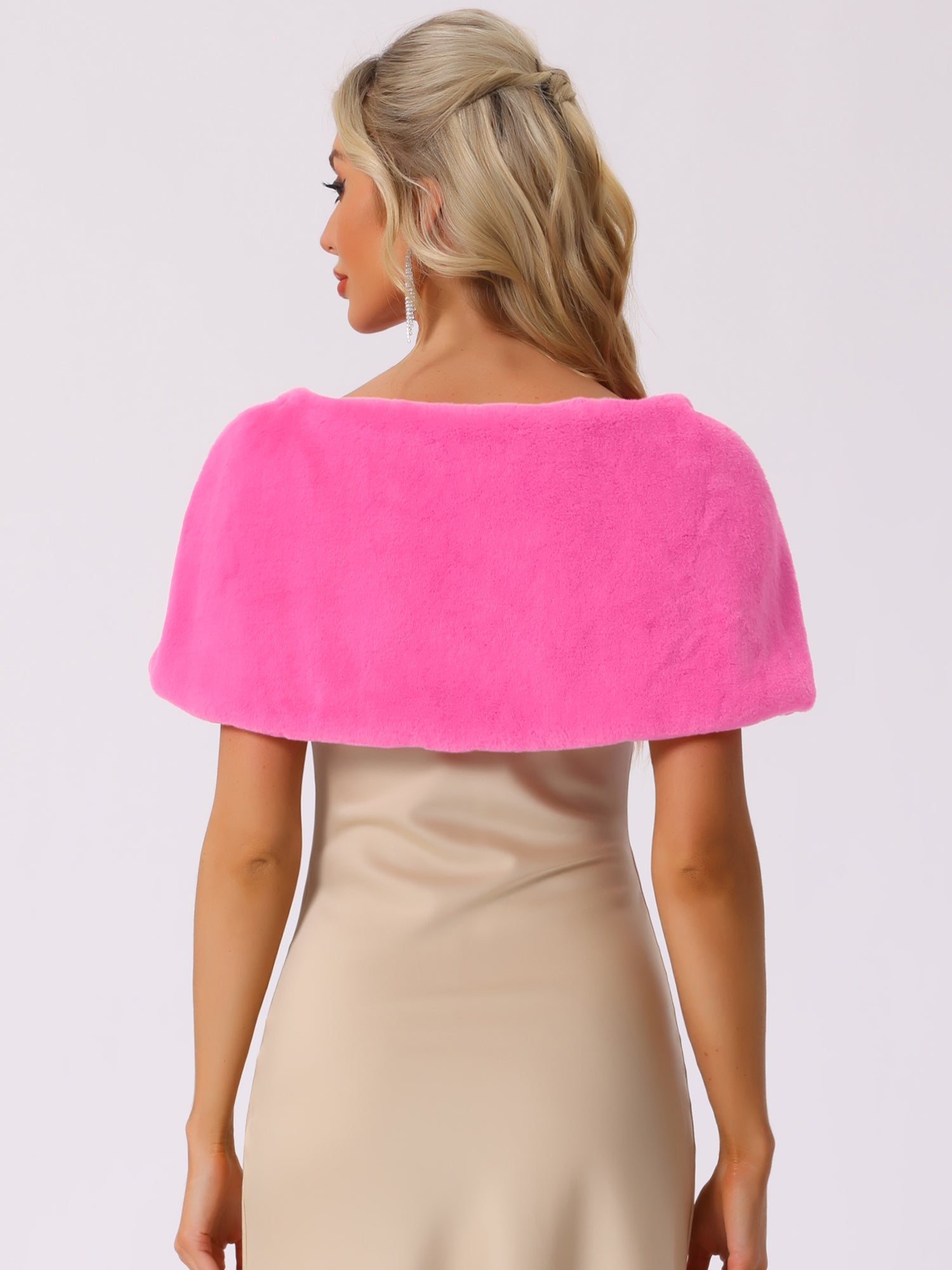 Elegant Faux Fur Shawl Stole Bow Tie Bridal Shrugs